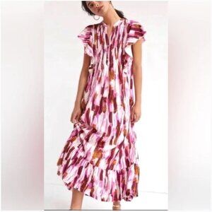 Anthropologie Maeve The Cassandra Maxi Dress Women Medium Purple Flutter Sleeve
